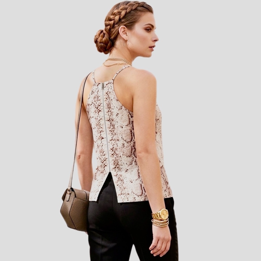 NWT BAR III Snakeskin Print Tank Top Sleeveless Blouse Back Zipper Closure